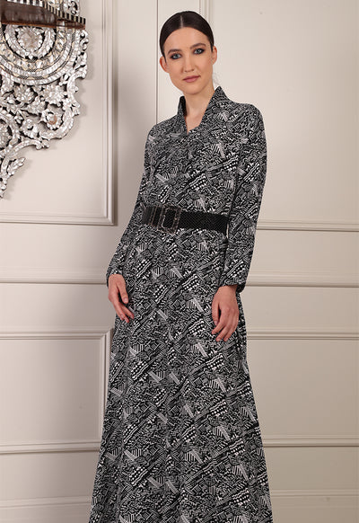 Printed Crepe Maxi Dress