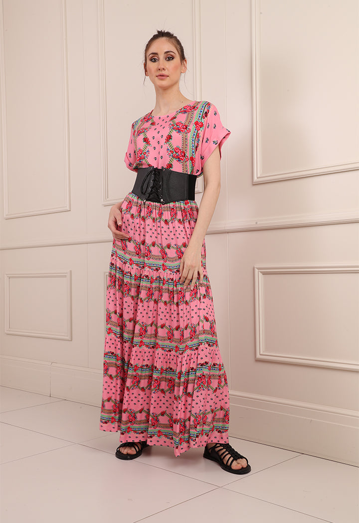 Floral Printed Tiered Skirt
