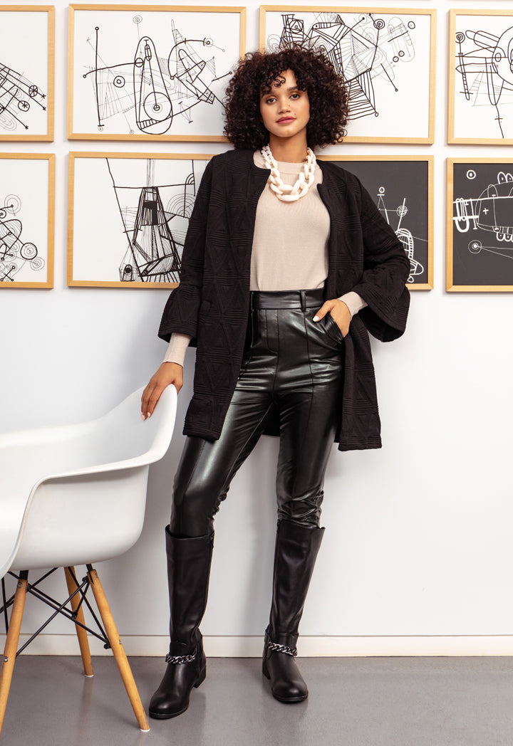 Pu Pin Tuck Skinny Trouser