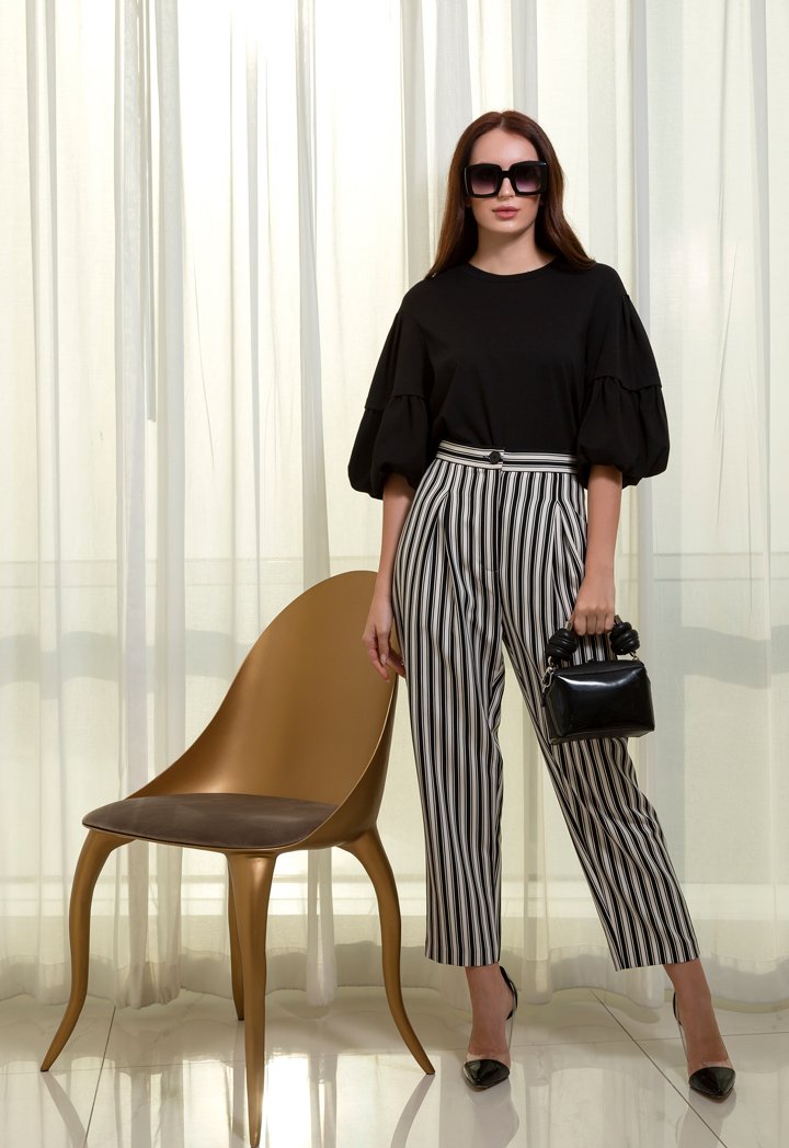 Striped Inverted Pleats Trouser