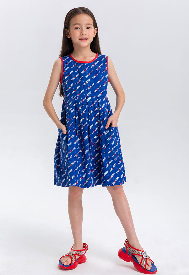 Tom And Jerry Box Pleat Printed Dress