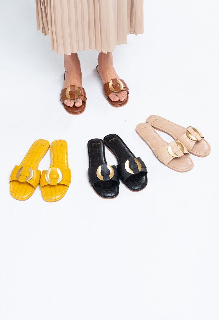 Strappy Buckle Strap Slides