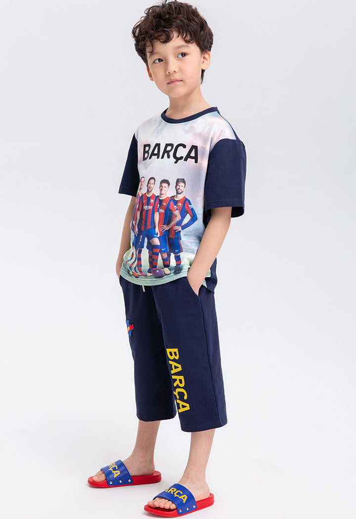 Barcelona Front Print Crew Neck T-Shirt