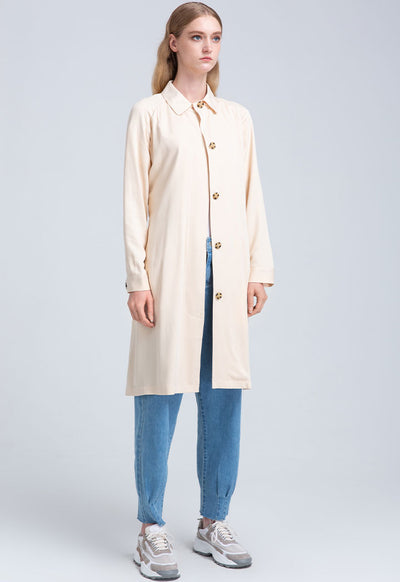 Long Big Button Solid Outerwear