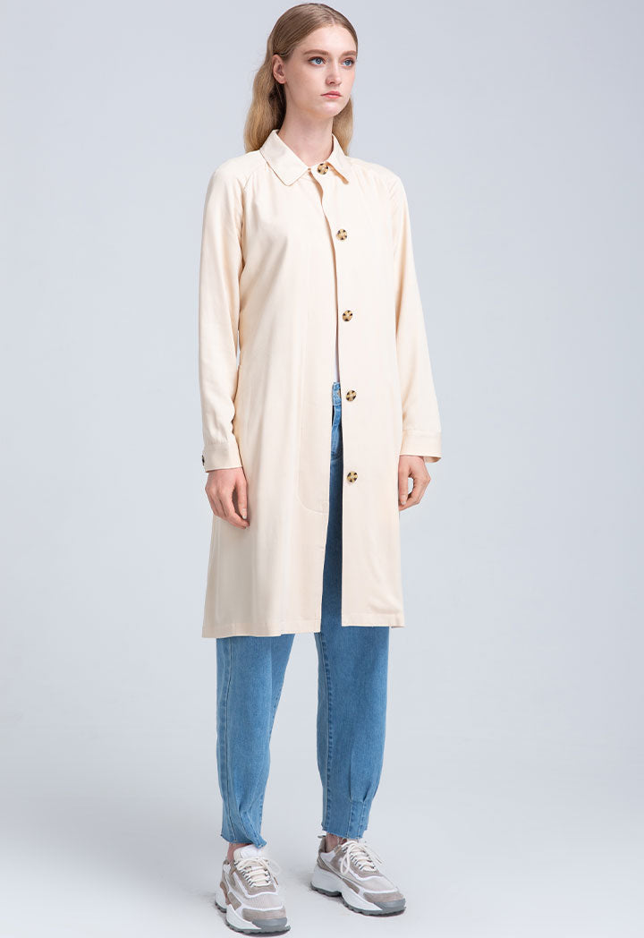 Long Big Button Solid Outerwear