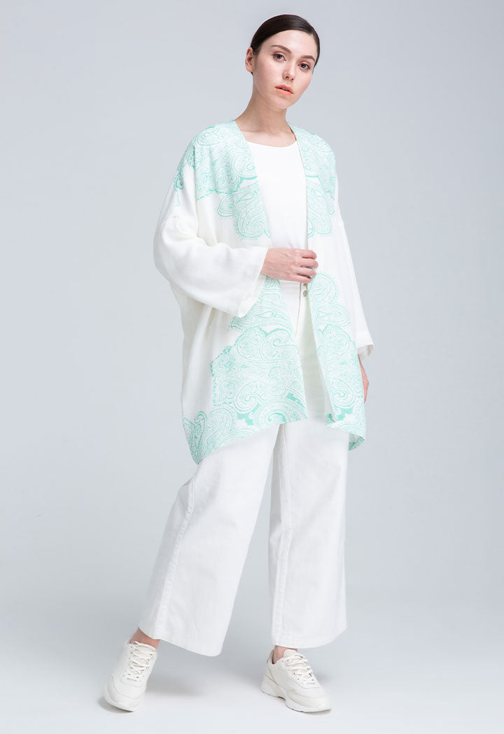 Paisley Placement Print Kimono Jacket