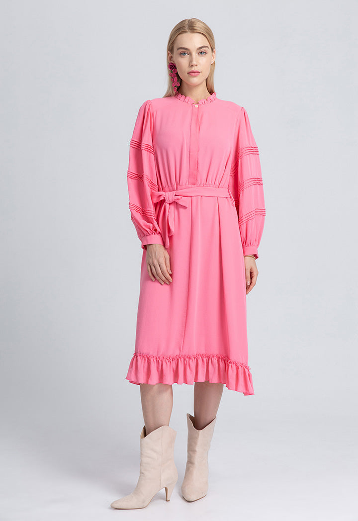 Single Color Pin Tucked Dress
