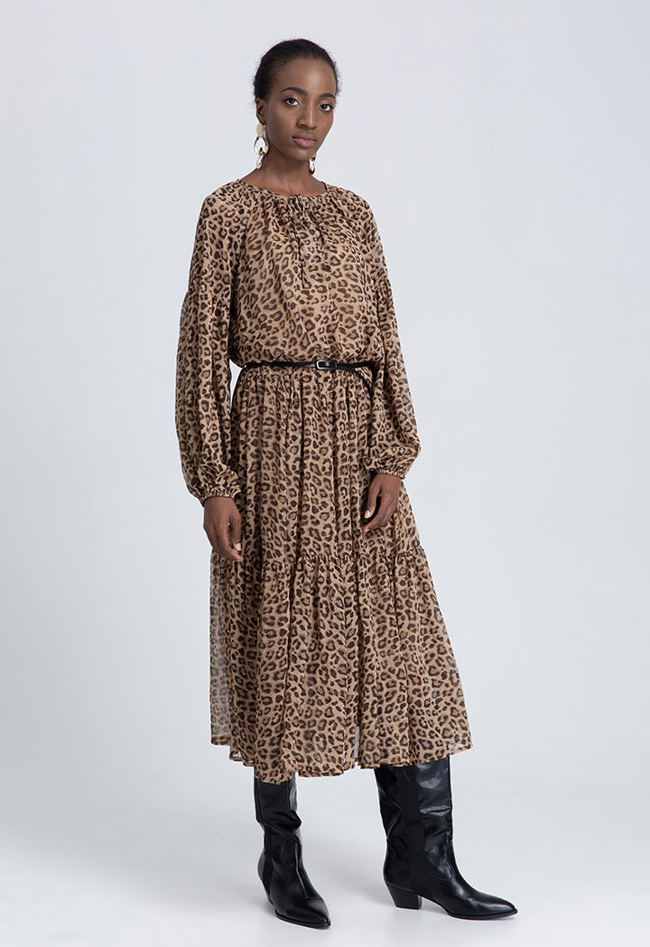 Leopard Print Tiered Dress