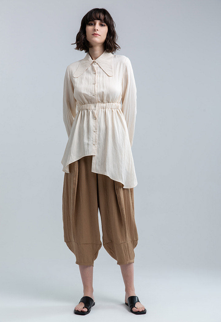 Wide Leg Slanted Hem Trouser