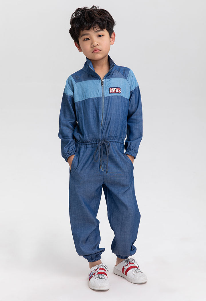 Waist Drawstring High Neck Zip Jumpsuit
