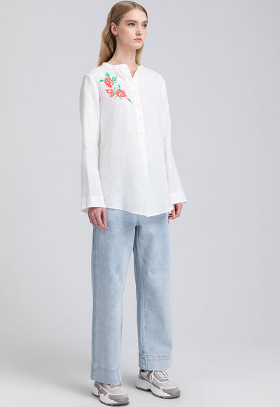 Embroidered Motif Solid Blouse