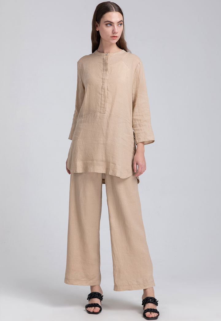 Linen Round Neck Blouse