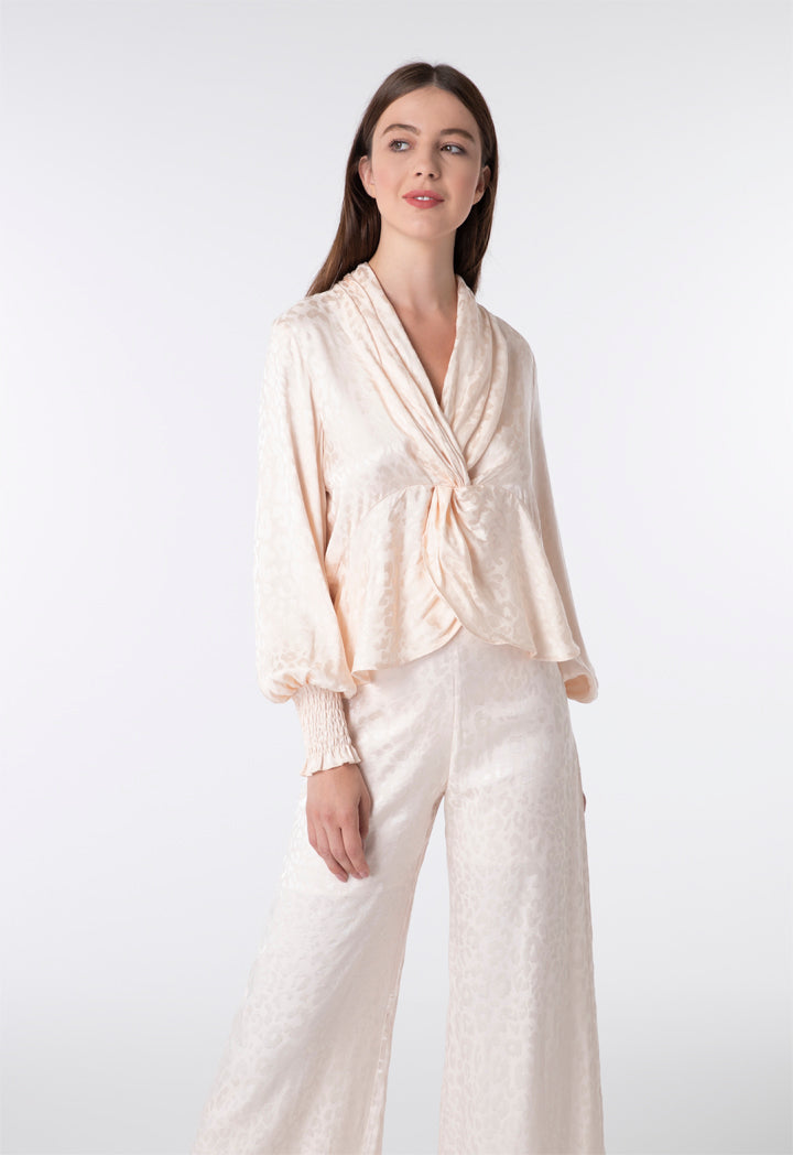 Printed Knot Tie Blouse