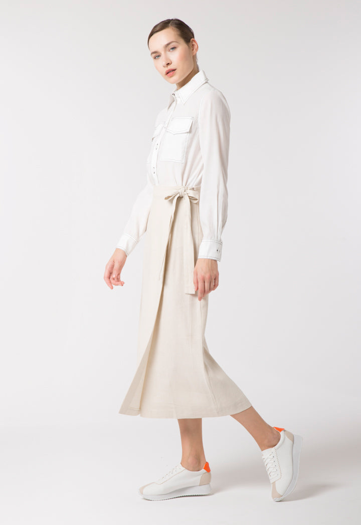 Linen Wrap Skirt - Fresqa
