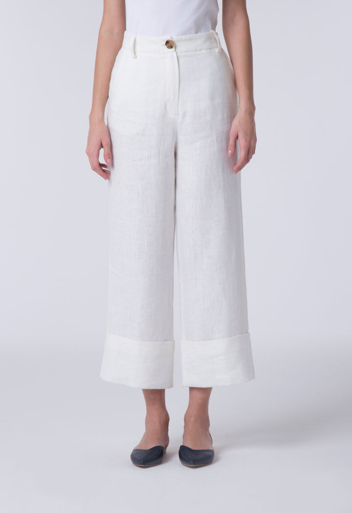 Folded Hem Linen Trouser