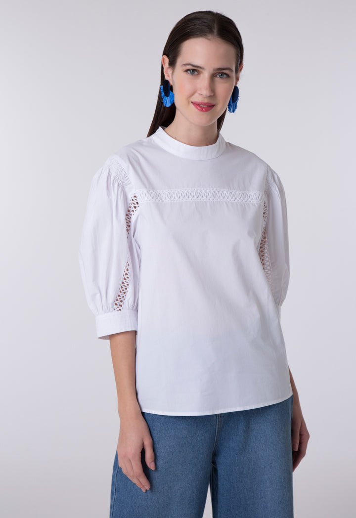 Balloon Sleeves White Blouse