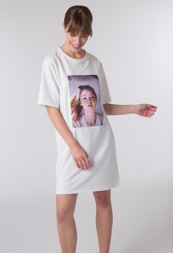 Text Embroidered Dress