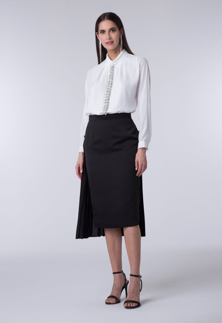 Pleated Back Pencil Skirt