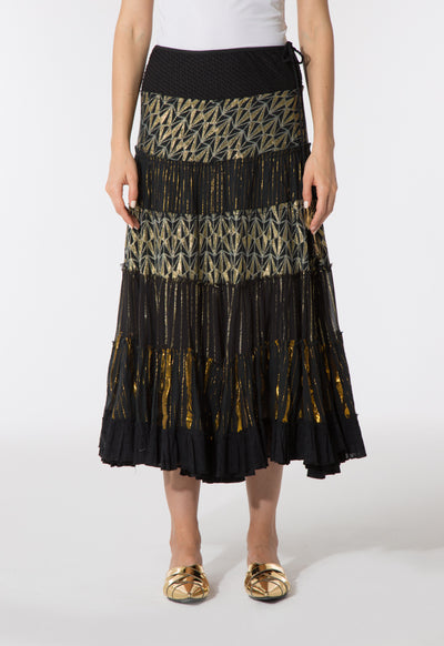 Multi Print Tiered Skirt