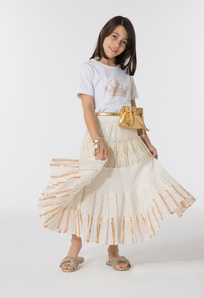 Lurex Striped Tiered Skirt