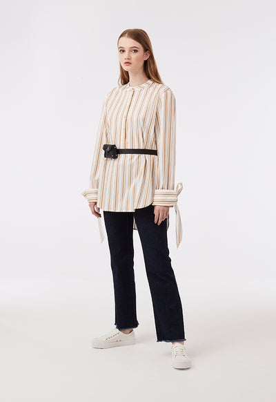 Striped Round Hem Shirt