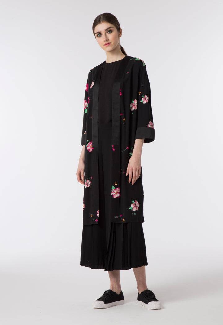 Black Floral Kimono