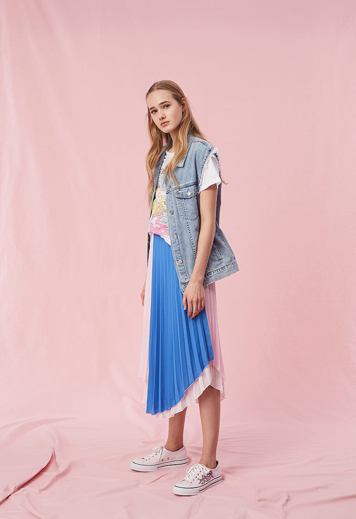 Two Tone Pleated Skirt