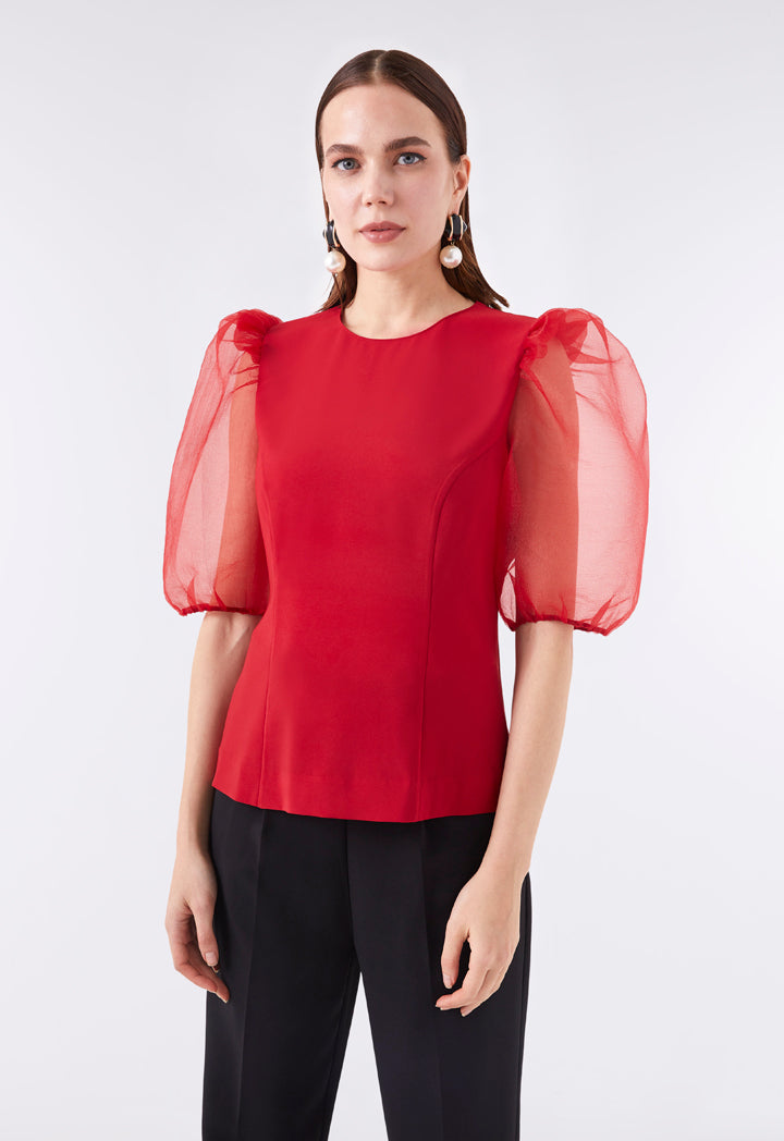 Organza Puff Sleeves Blouse