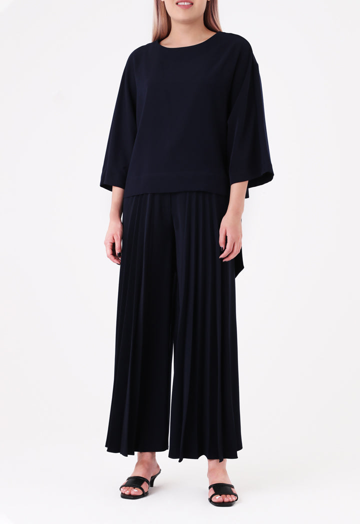 Front Pleated Wide Leg Trouser