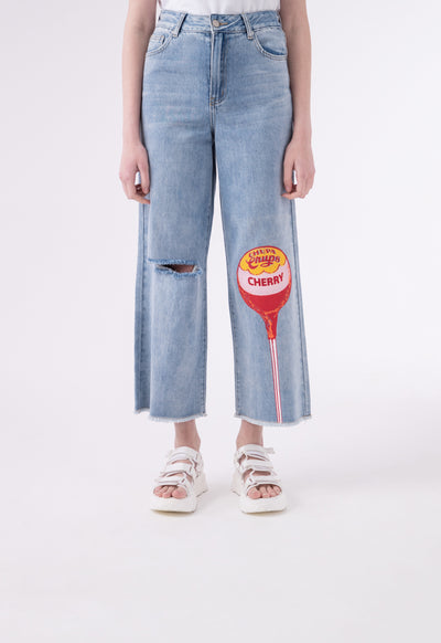 Chupa Chups Ripped Knee Denim Jeans