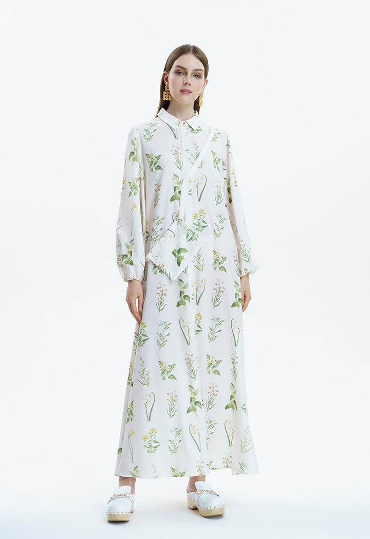 Herbarium Floral Dress With Fixed Pouch