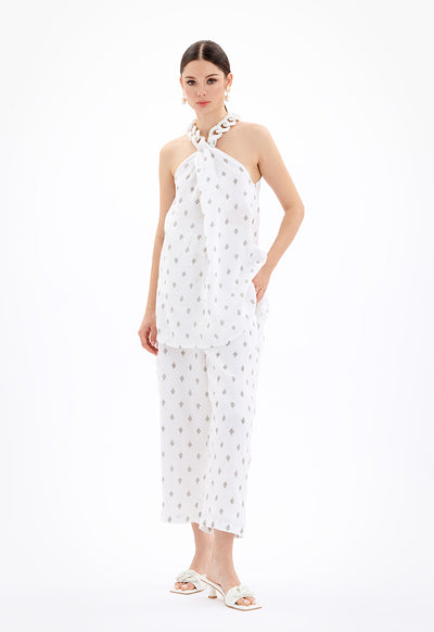 Sleeveless Chunky Acrylic Strap Blouse