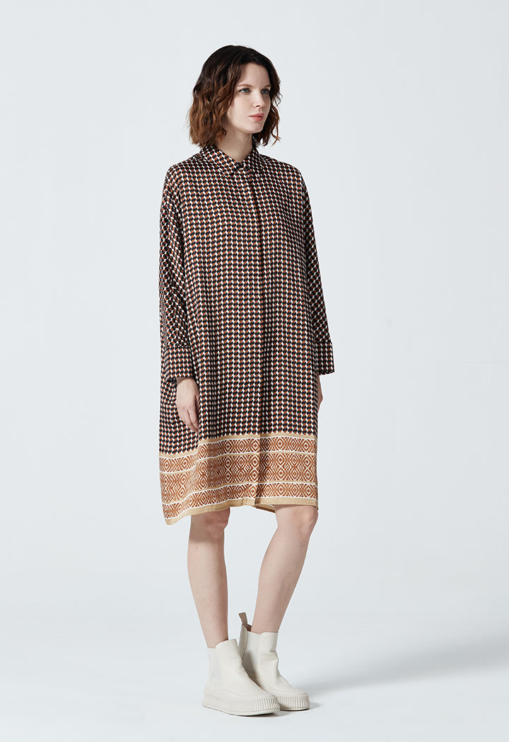 All Over Printed Bordered Hem Dress