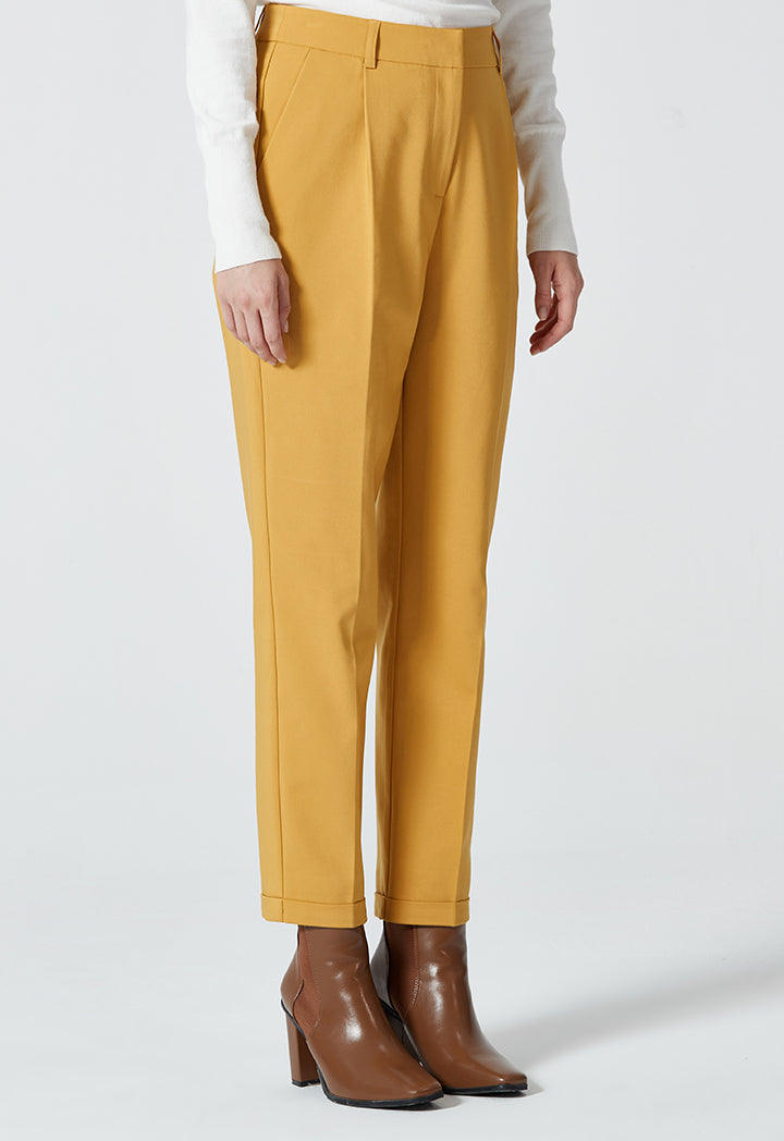 Folded Hem Solid Pegged Trouser
