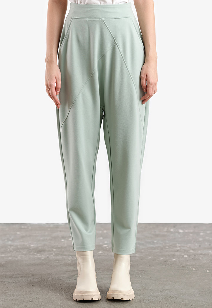 Solid Asymmetrical Pattern Baggy Trouser