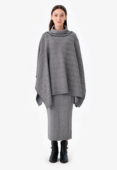 Herringbone Knitted Oversize Poncho