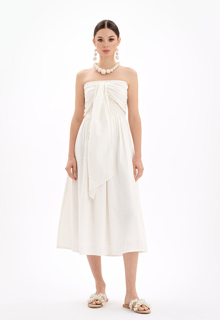 Sleeveless Halter Neck Textured Midi Dress