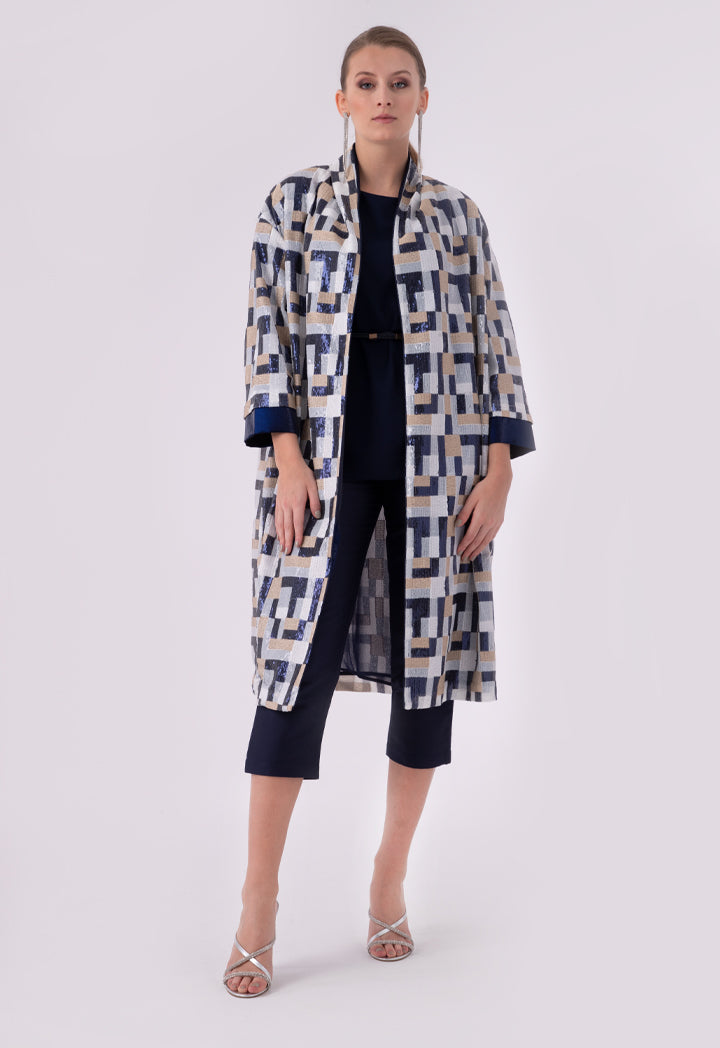 Color Block Geometric Sequined Outerwear