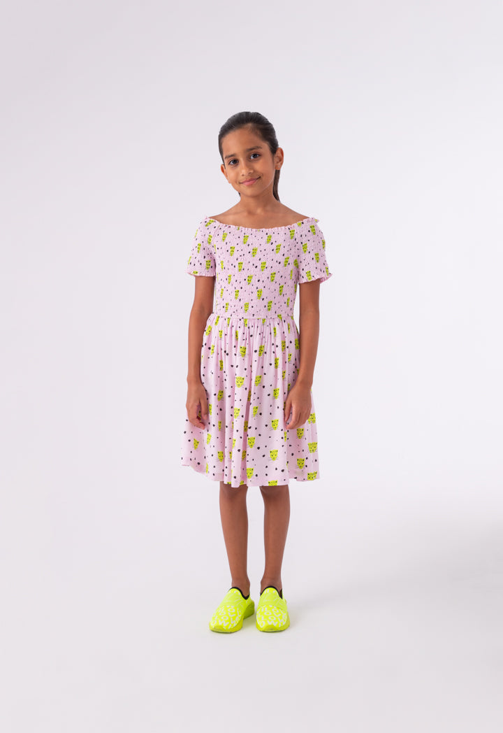 Off Shoulder Printed Smock Dress
