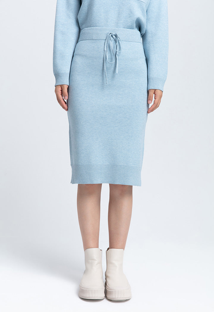 Knitted Solid Midi Skirt