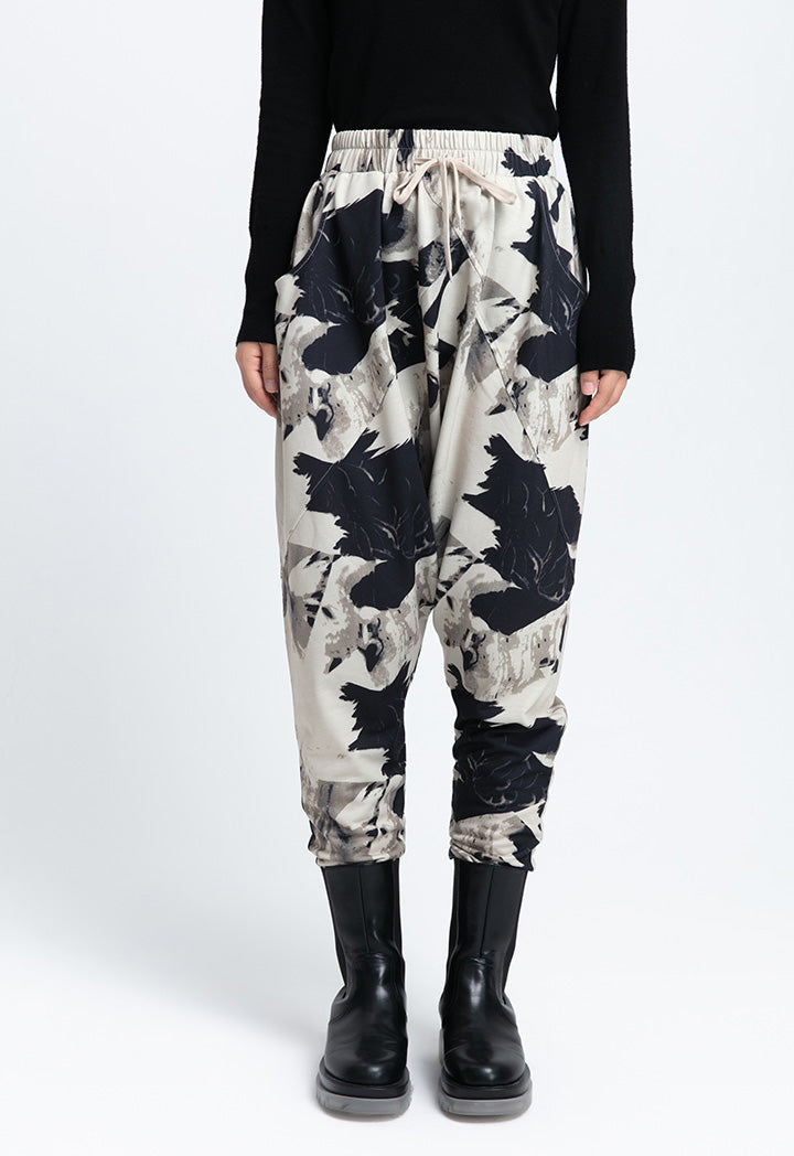Printed Yoked Harem Pants