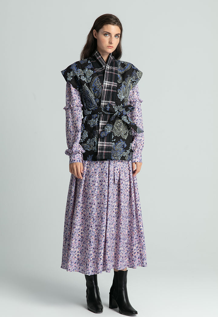 Plaid Continuous Collar Quilted Outerwear