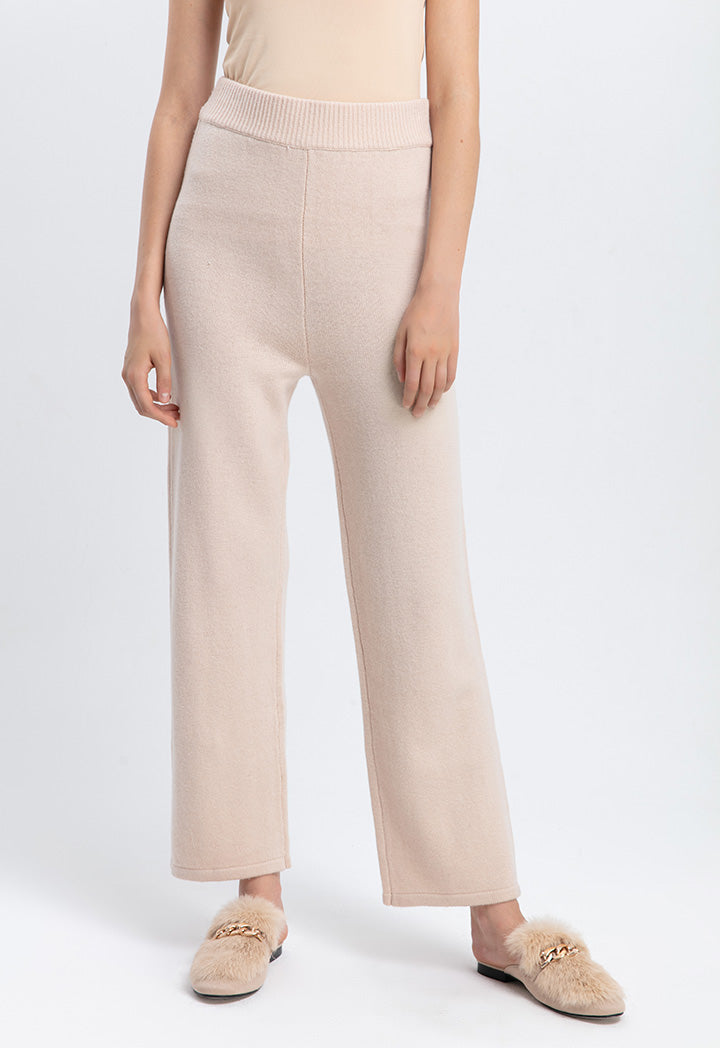 Elasticated Waist Knitted Wide Leg Pants