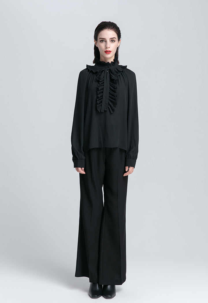 Double Ruffled Long Sleeve Blouse