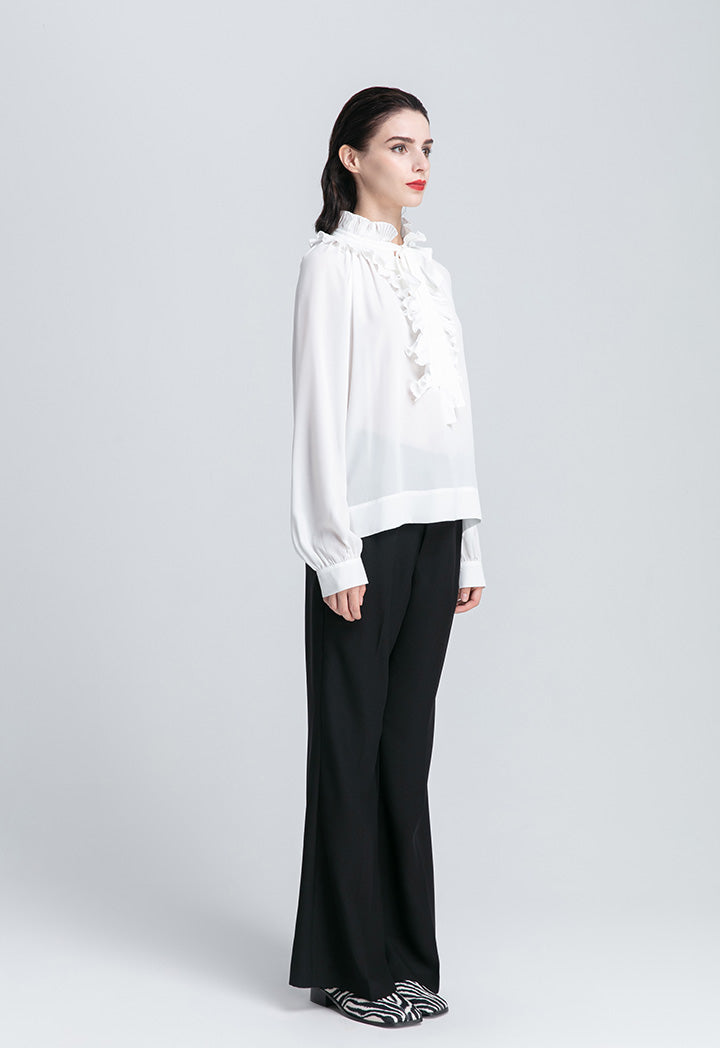 Double Ruffled Long Sleeve Blouse