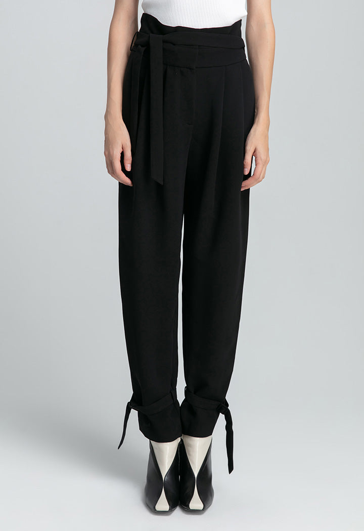 Wide Waistband Solid Pegged Trouser