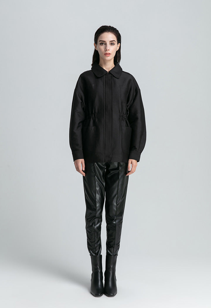 Elasticated Waist Solid Outer Jacket