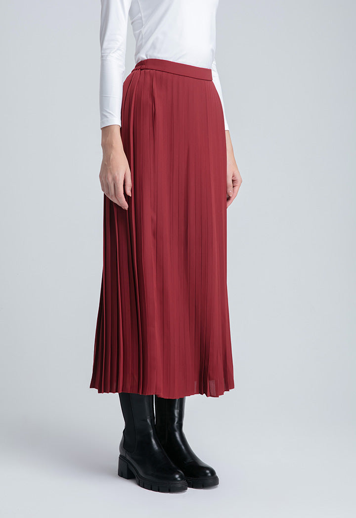 Even Pleated Solid Skirt