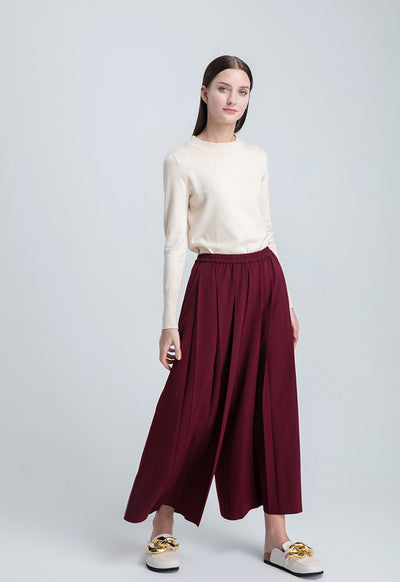 Wide Hem Fold Solid Trouser