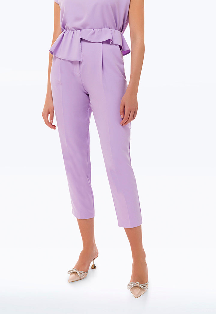 Circular Flap Waist Solid Trouser